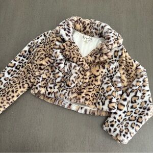 KNIT WORKS Cheetah Girls Faux Fur Short Jacket Size 10